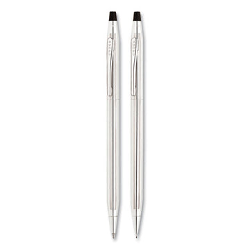 Cross® Classic Century Ballpoint Pen And Pencil Set, 0.7 Mm Black Pen, 0.7 Mm Hb Pencil, Chrome-black Barrels freeshipping - TVN Wholesale